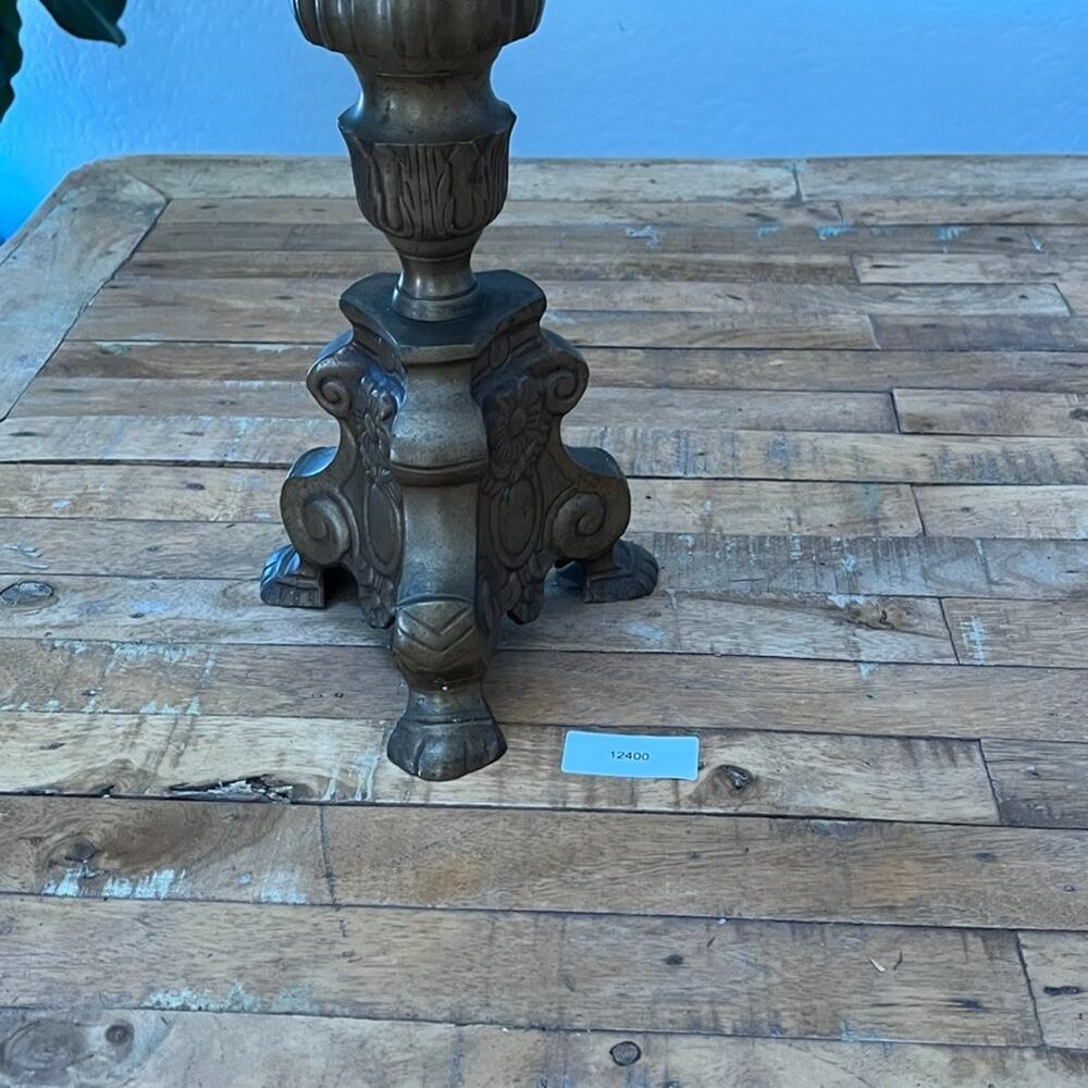 Antique Brass Ornate Candle Holder 23" Tall Baroque Style - Picture 12 of 12